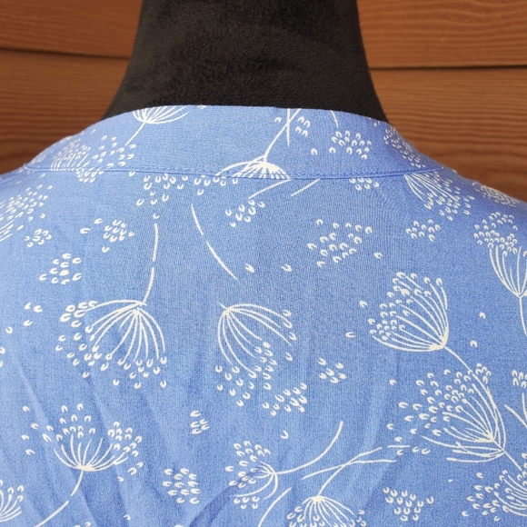 Old Navy Periwinkle Blue Pintuck Swing Tunic Long Sleeve Floral Mini Dress NWOT - Picture 11 of 16